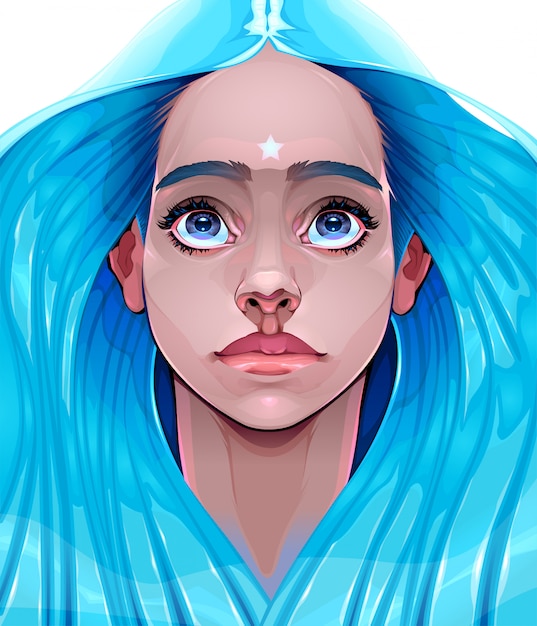 Vector portrait of a young woman symbolizing hope