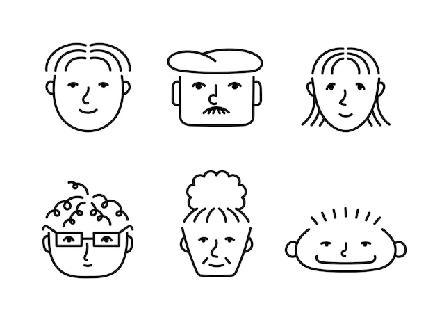 Портреты разных людей Забавные персонажи для аватара Симпатичные забавные персонажи Значок аватара
