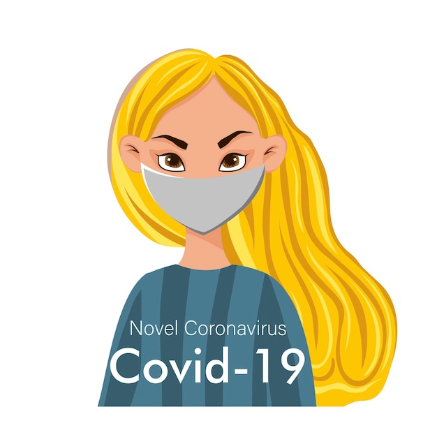 Portraits of masked women isolated on a white background. coronavirus 2019-ncov outbreak. pandemic epidemiology concept. vector flat illustration.