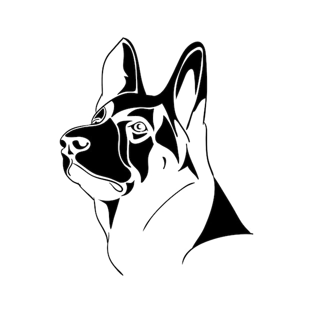 Portret Duitse herdershond zwart-wit vectorillustratie