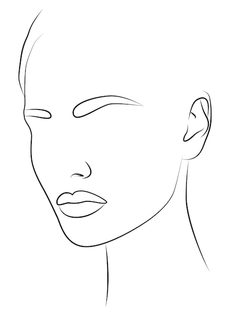 Portret Minimalistisch silhouet van een vrouwelijk gezicht Zwart en wit