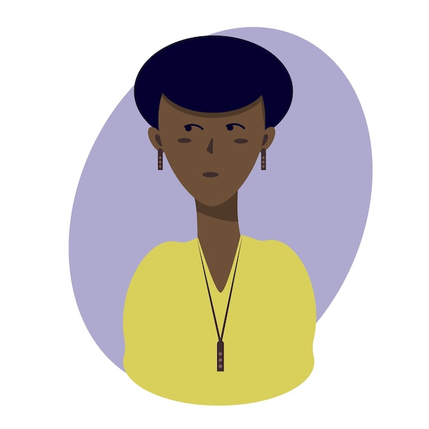 Portret van een Afro-Amerikaanse vrouw in een gele blouse Vector afbeelding