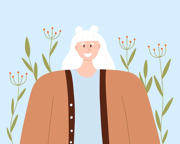 Portret van een albino-vrouw Vectorillustratie van een vrouw met albinisme International Albinism Awareness Day Albinisme Genetische zeldzame aandoening