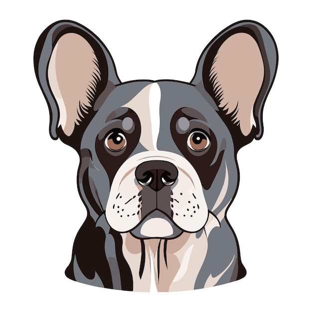 Portret van een Franse bulldog geïsoleerd op een witte achtergrond Flat Vector illustratie