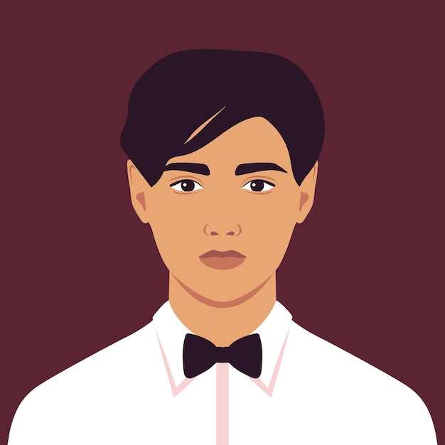 Portret van een jonge man in een shirt met een vlindertje Avatar voor sociale media Vector illustratie