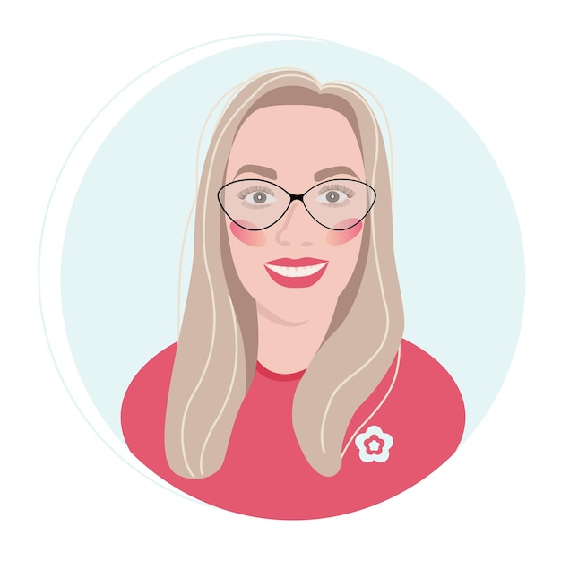 Vector portret van een jonge vrouw. avatar voor sociaal netwerk.