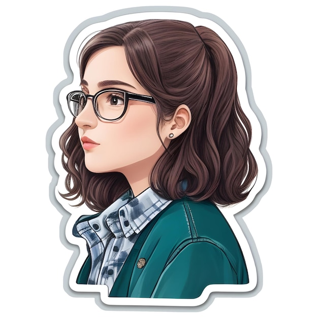 Portret van een jonge vrouw sticker