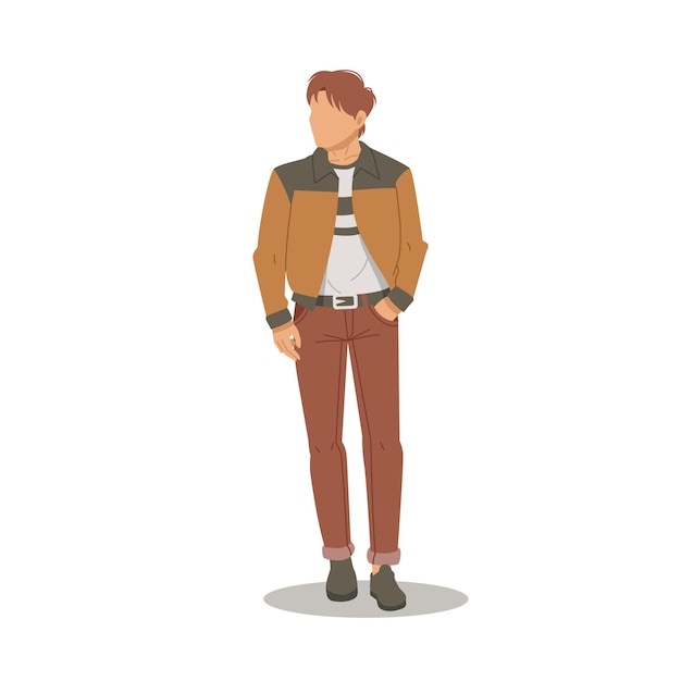 Portret van een man in stijlvolle outfits flat design vol10
