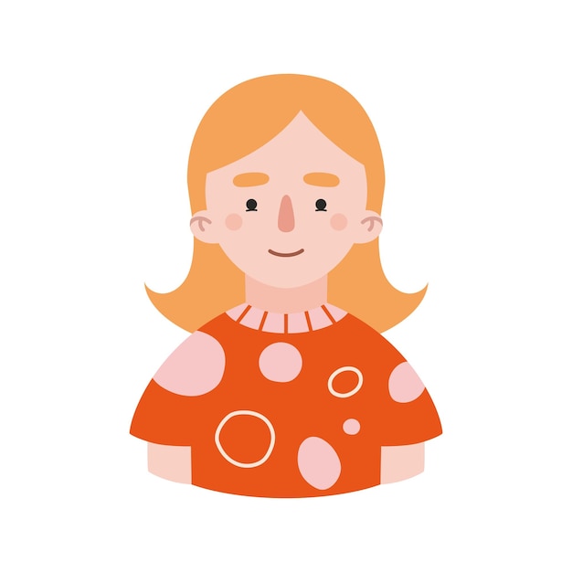 Portret van een meisje met blond haar bleke huid Jonge vrouw avatar Gekleurde vector illustratie cartoon stijl karakter platte ontwerp geïsoleerd