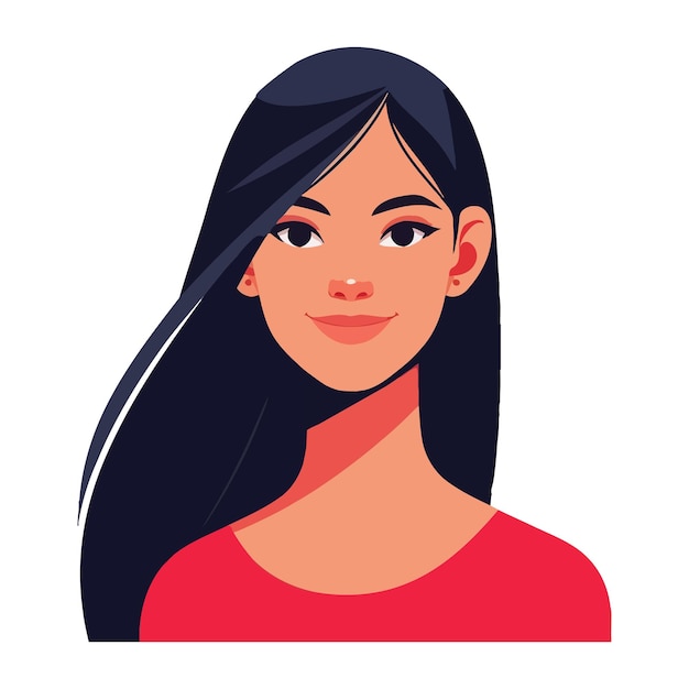 Portret van een Mexicaanse vrouw met lang haar platte vector
