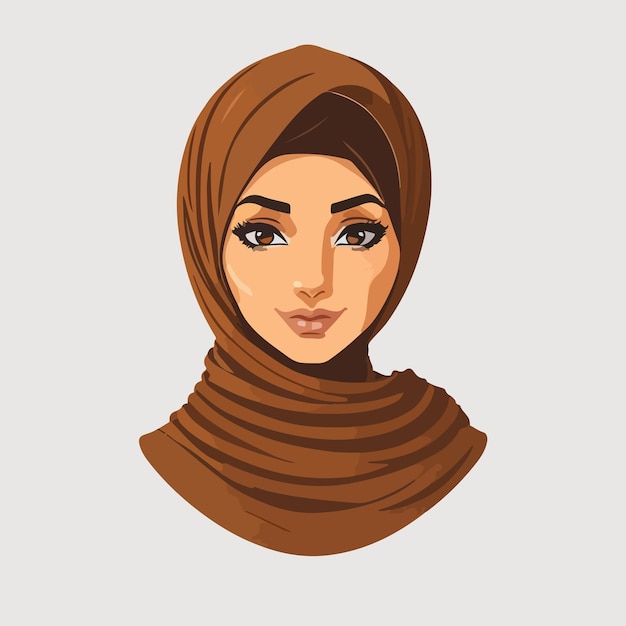 Portret van een mooie vrouw in een bruine hijab.