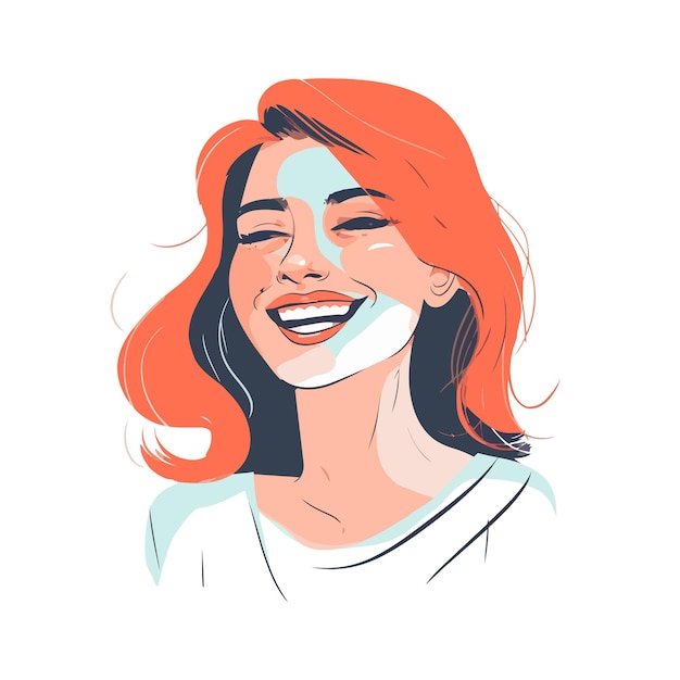 Portret van een mooie vrouw op witte achtergrond Abstract schilderij van een lachende vrouw vectorillustratie
