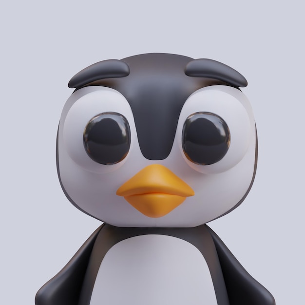Portret van een schattige pinguïn op een grijze achtergrond in realistische stijl