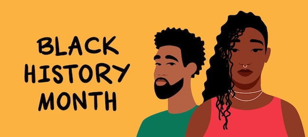 Vector portret van een zwarte vrouw een afro-amerikaans meisje zwarte geschiedenis maand cartoon platte vector illu