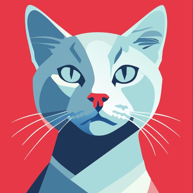 portret van kat vector illustratie plat 2