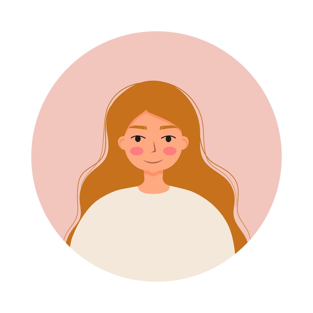 Portret van mooie vrouwen op ronde frame Avatar van vrouwelijk personage geïsoleerd op een witte achtergrond