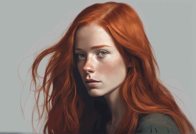 Vector portret van roodharige vrouw portret van roodharige vrouw roodharige vrouw portret mooi meisje met rood