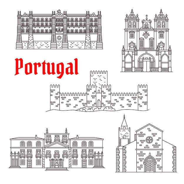 Vector portugal architecture landmarks vector buildings