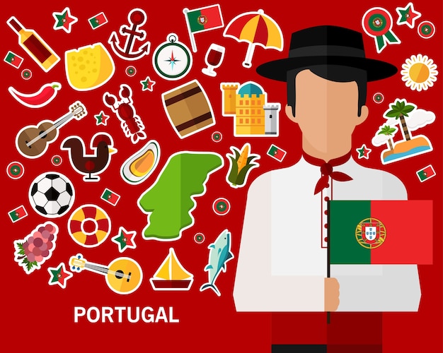 Vector portugal concept background .flat icons