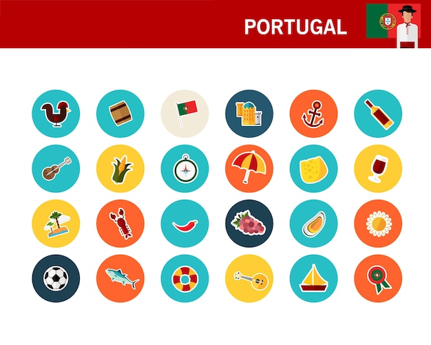 Portugal concept flat icons