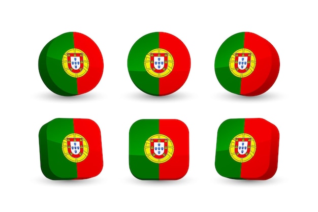 ポルトガル フラグ 3 d ベクトル イラスト白で隔離されるポルトガルのボタン フラグ