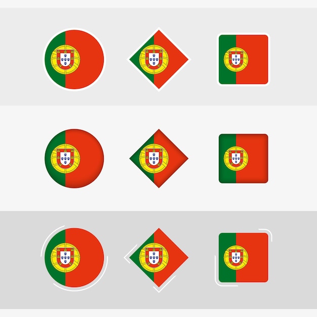 포르투갈 국기 아이콘 설정 포르투갈의 벡터 국기