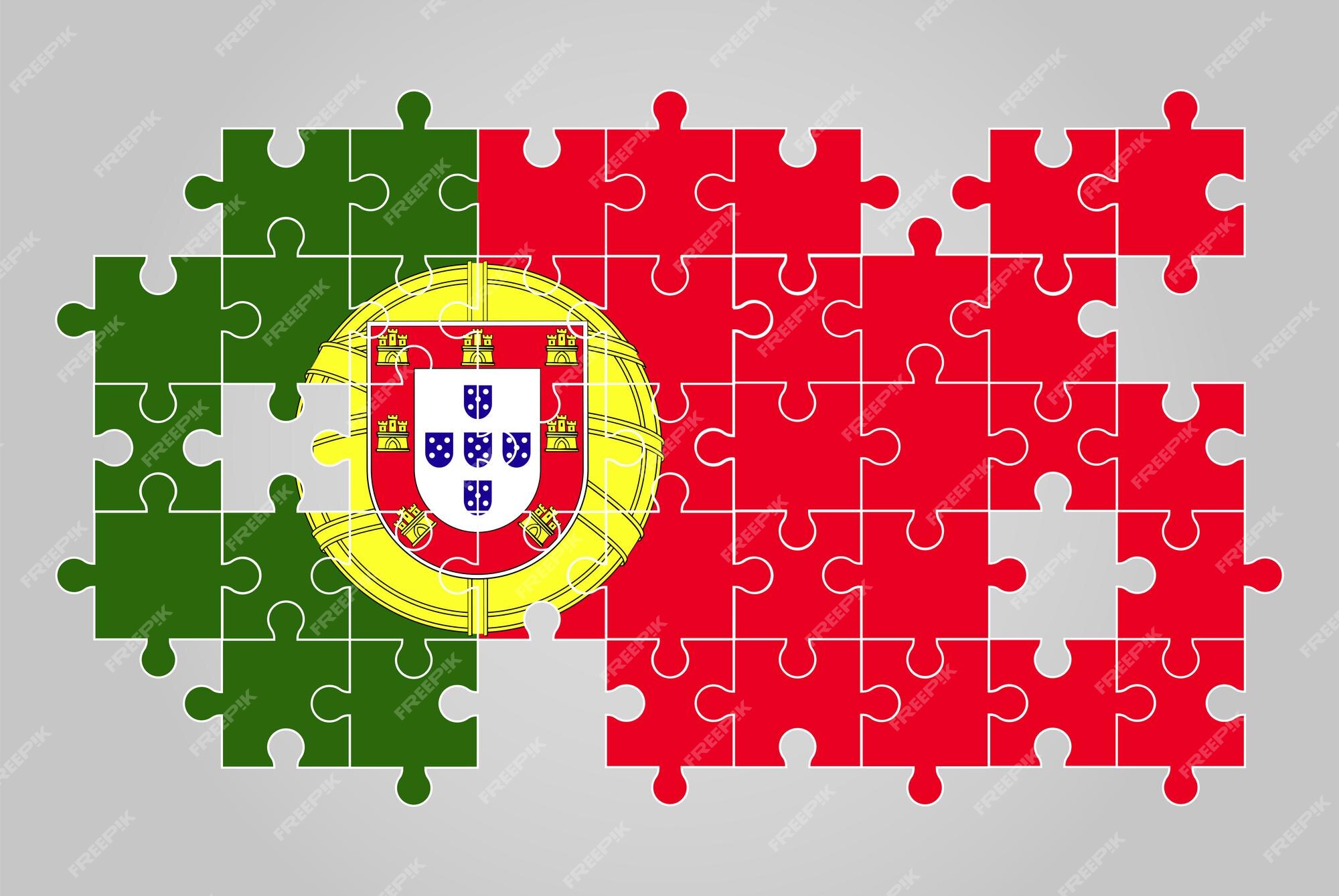 Portugal map from black puzzles set jigsaw parts Vector Image