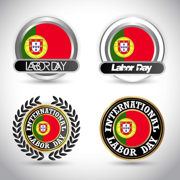 Portugal flag with labour day design vector