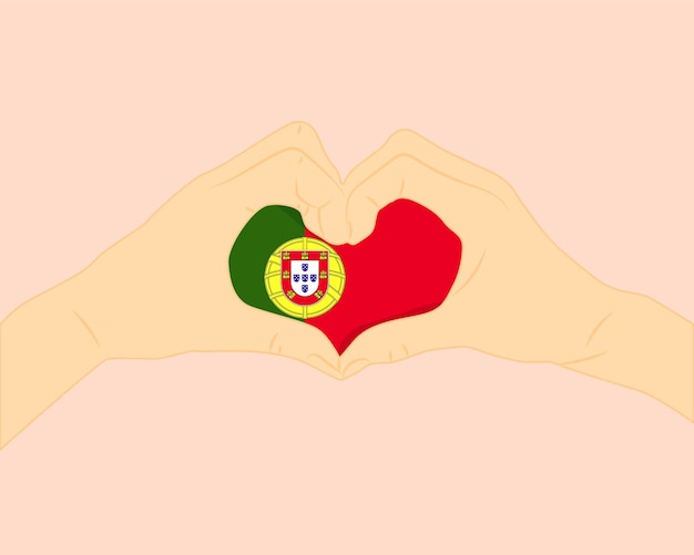 벡터 포르투갈 발은 두 손으로 심장 모양으로 사랑이나 애정을 표현합니다.
