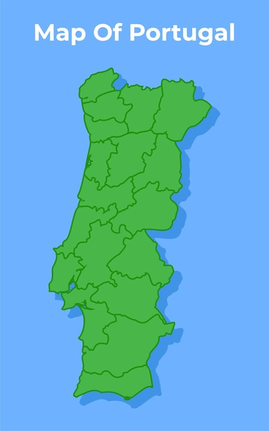 Vector portugal gedetailleerde landkaart in groene vectorillustratie.