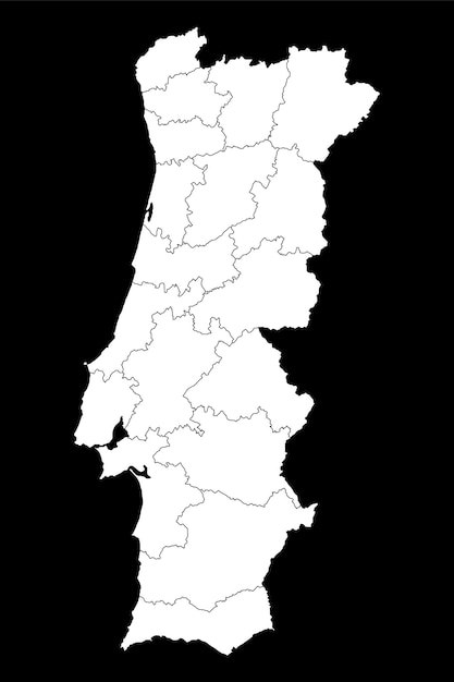 Portugal kaart met districten vectorillustratie