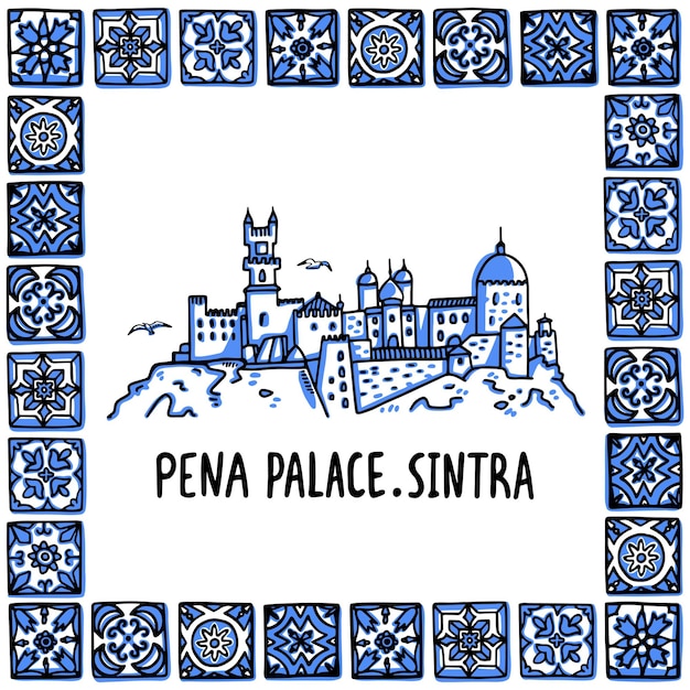 Vector portugal landmarks the pena palace palacio nacional da pena