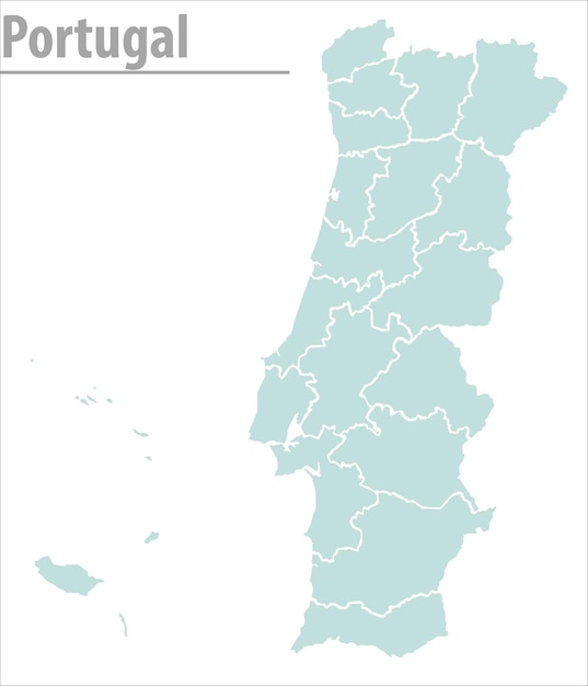 Illustrazione della mappa del portogallo mappa dettagliata del portogallo con le regioni