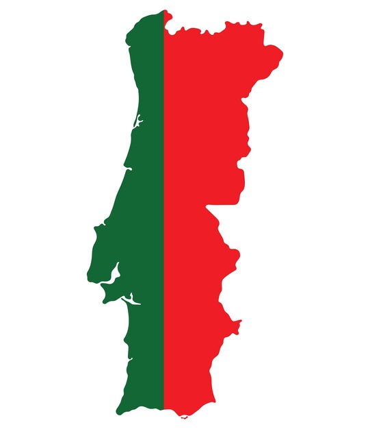 Vector portugal map map of portugal with portugal flag