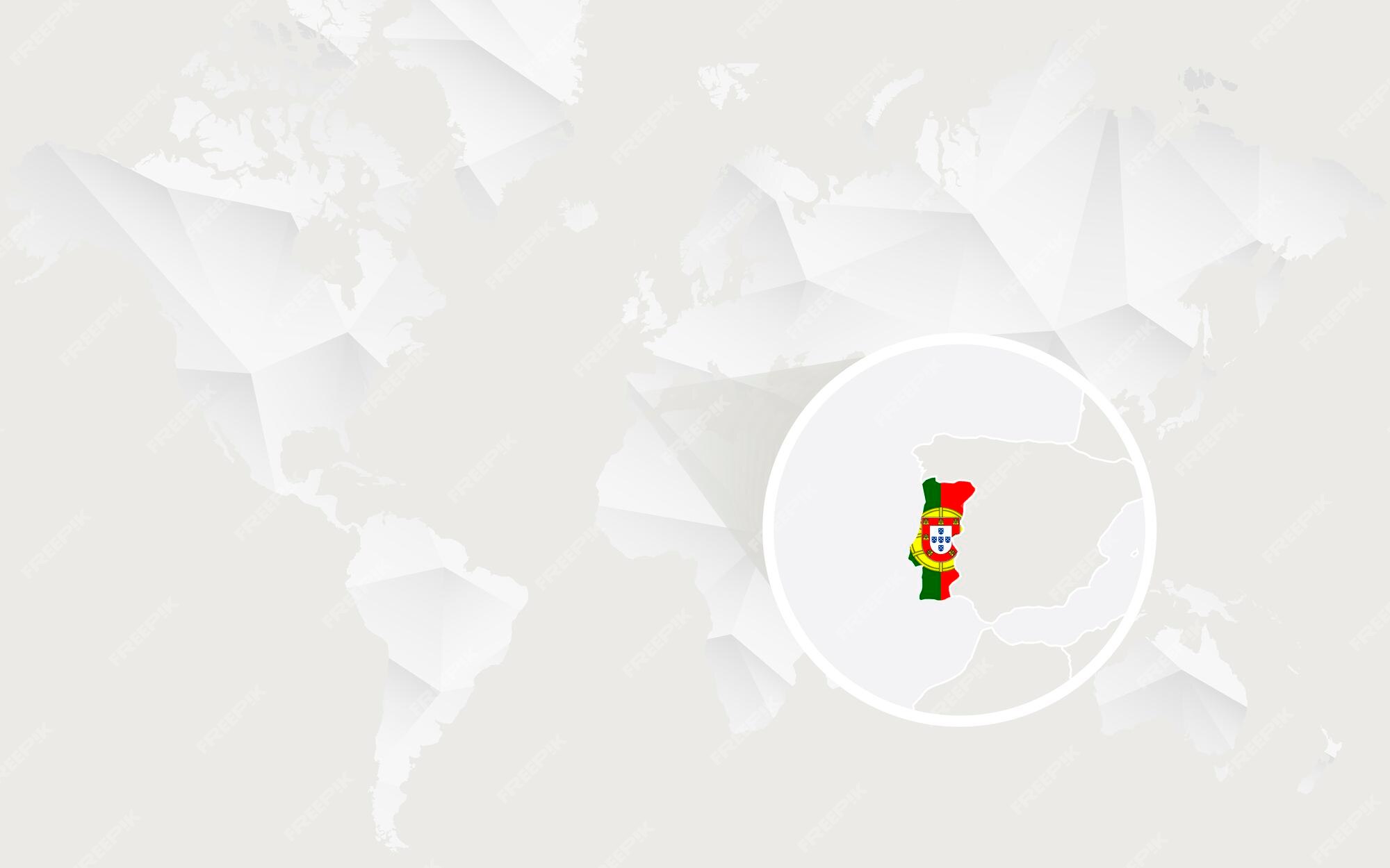 Zoom on Portugal Map and Flag. World Map. 10236063 Vector Art at