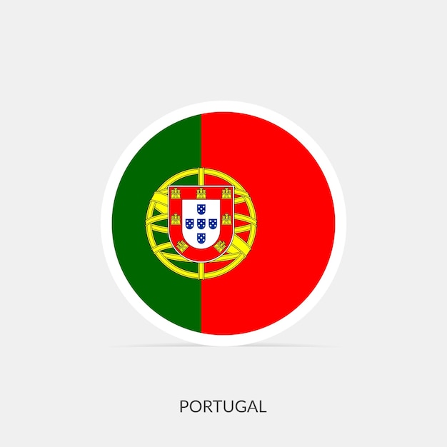 Icona della bandiera rotonda del portogallo con ombra