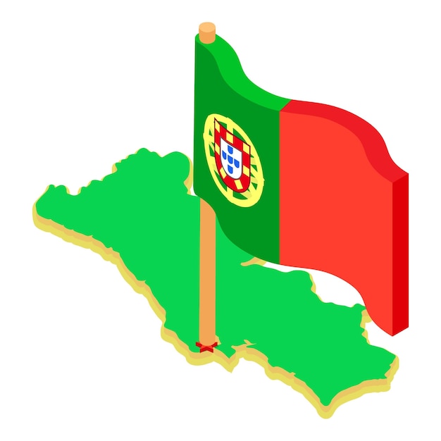 Vector portugal symbool pictogram isometrische vector nationale portugal vlag op landkaart staat symbool land grondgebied