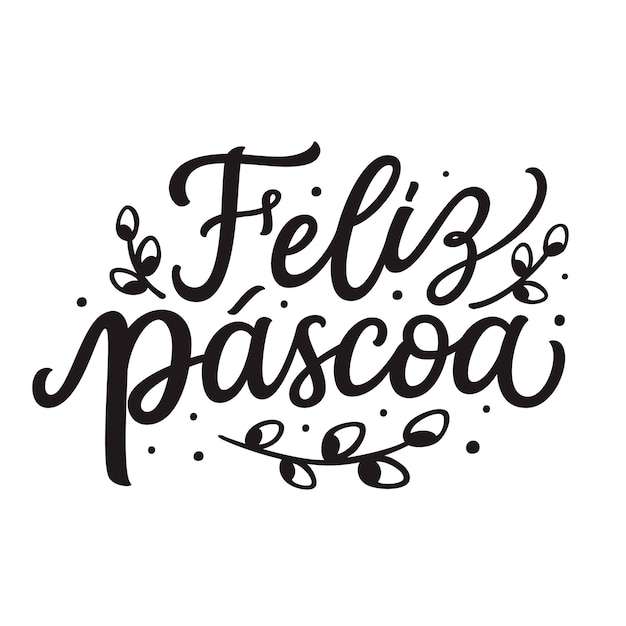 Portugal translation Happy Easter Hand lettering