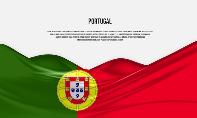 Portugal vlag ontwerp. wapperende portugese vlag gemaakt van satijn of zijde stof. vectorillustratie.