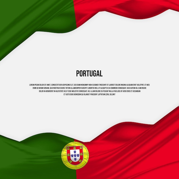 Portugal vlag ontwerp. Wapperende Portugese vlag gemaakt van satijn of zijde stof. Vectorillustratie.