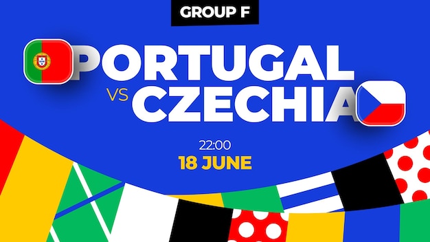 Vector portugal vs czechia football 2024 match versus 2024 group stage championship match versus teams intro sport background championship competition