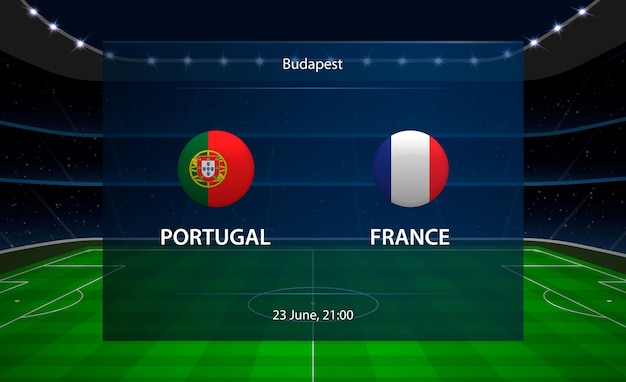 Portugal vs Frankrijk voetbalscorebord.