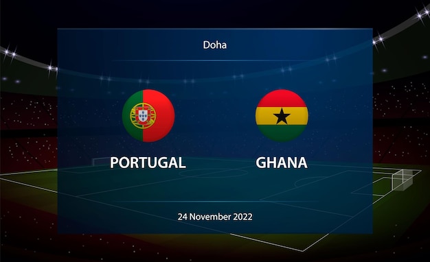 Portugal vs Ghana Voetbalscorebord uitgezonden afbeelding