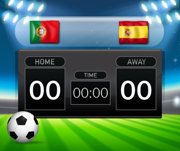 Vector portugal vs spanje scorebord