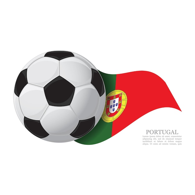 Португалия развевается флагом с футбольным мячом концепция поддержки футбольной команды
