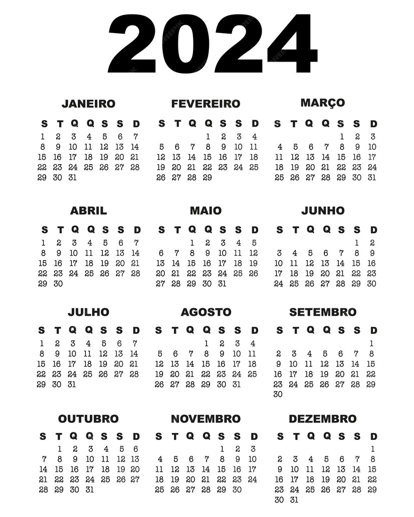 Premium Vector Portuguese calendar 2024