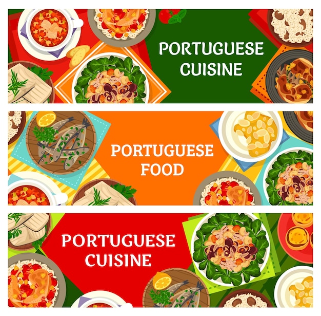 Vector portuguese food restaurant meals vector banners