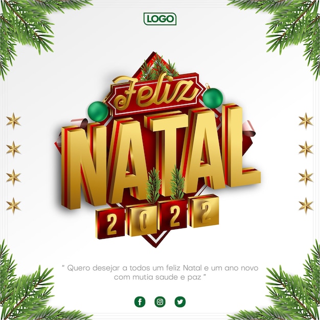 portuguese merry christmas social media post design