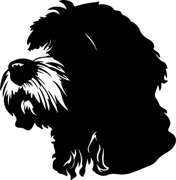 Vector portuguese water dog black silhouette with transparent background