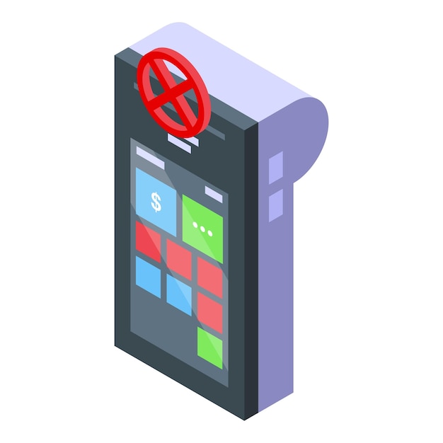 Pos cancel payment icon Isometric of Pos cancel payment vector icon for web design isolated on white background